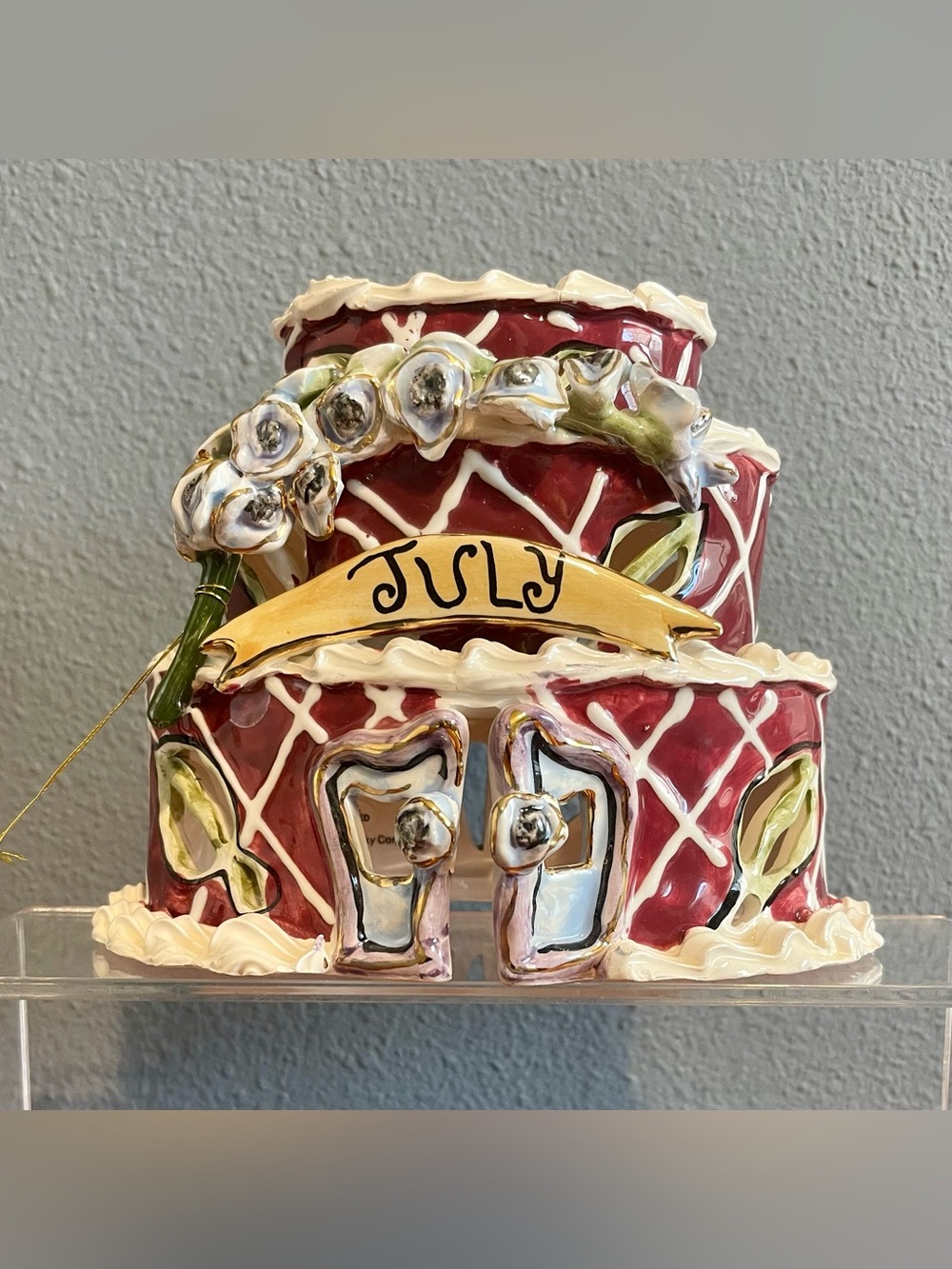 Blue Sky Clayworks By Heather Goldminc July Birthday Cake House ©2002 #BC21306